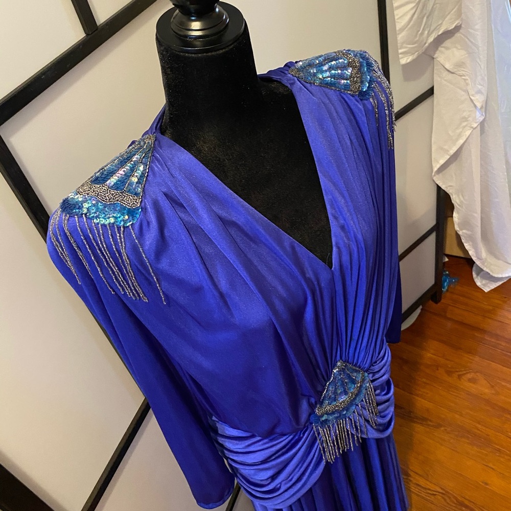 Vintage royal blue / indigo elegant formal  dress.